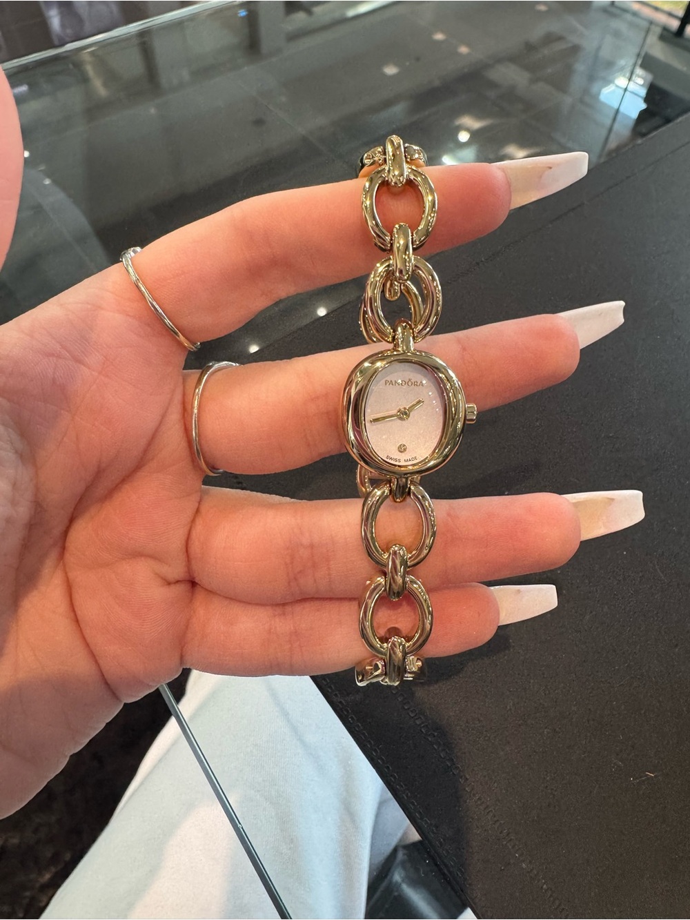 Vintage Pandora Gold-Plated Interlocking Chain Link Cocktail Watch